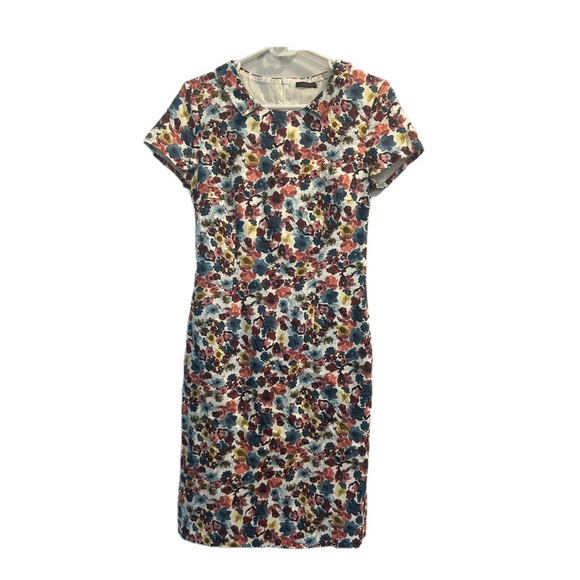 Peserico Short-Sleeved, Knee-Length Dress with Multicolor Floral Print - Picture 1 of 10